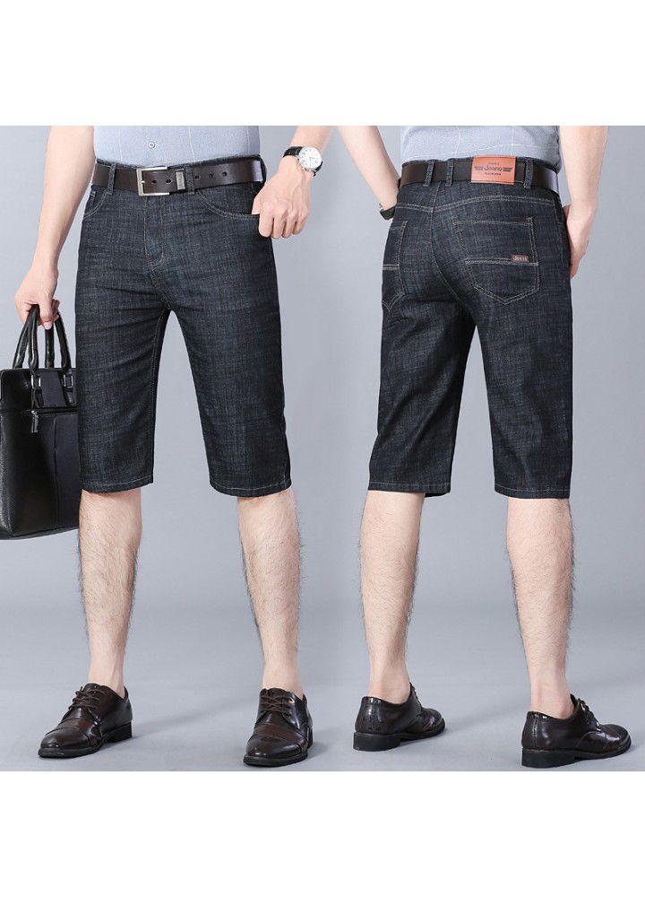 Men's summer Jeans Shorts casual Korean youth elastic black thin 5-point Chinese pants Korean men's pants