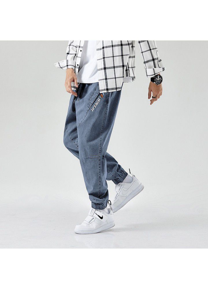 Spring and autumn Street hip-hop fashion casual loose Leggings show thin large jeans quarter pants
