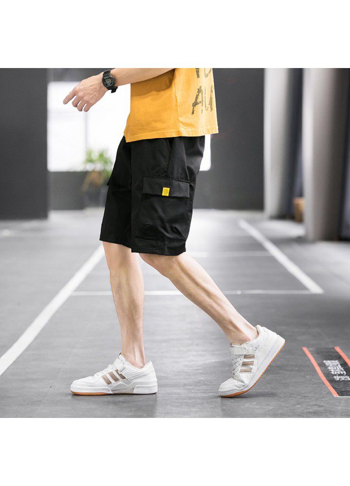 Summer solid color casual pants men's Korean youth fashion pants men's beach pants fashion