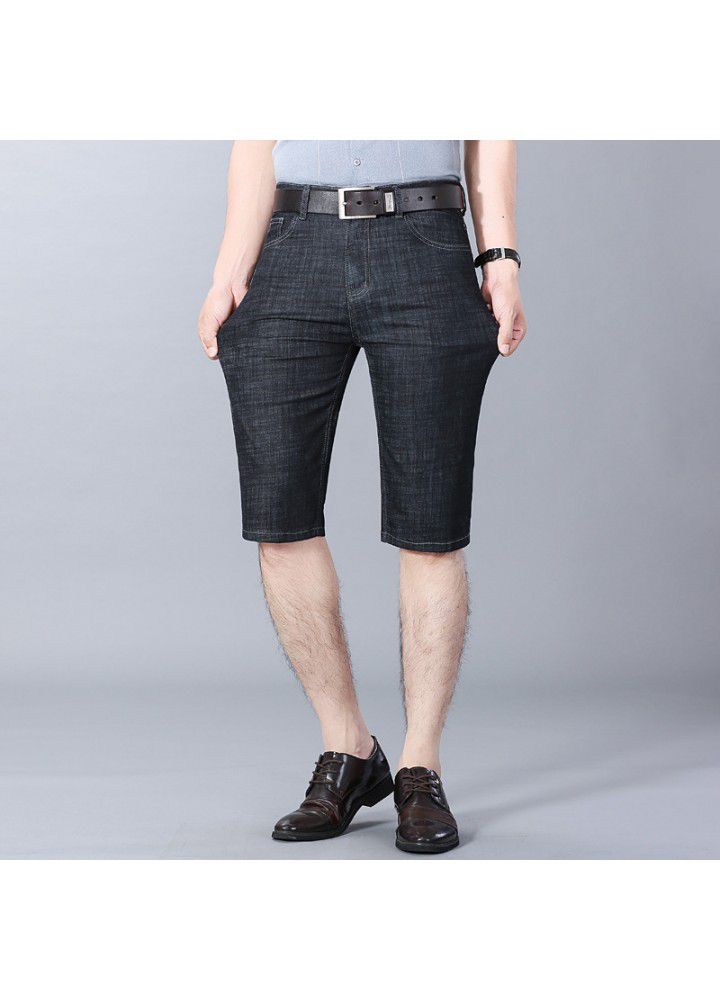 Men's summer Jeans Shorts casual Korean youth elastic black thin 5-point Chinese pants Korean men's pants