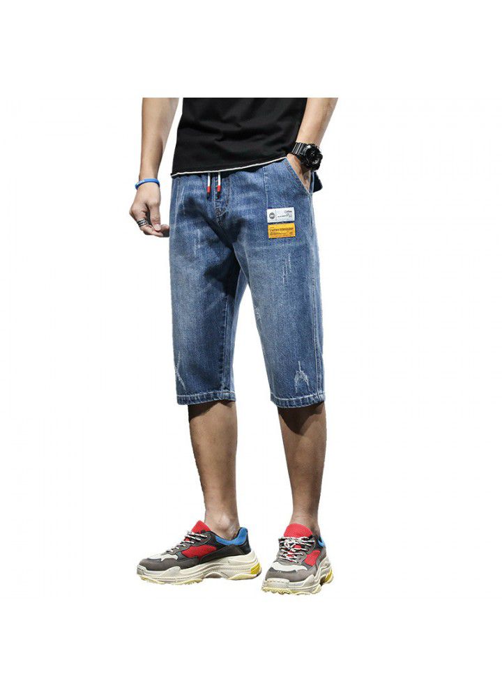 Men's jeans summer new thin 5 / 7 shorts Korean leisure youth trend straight shorts