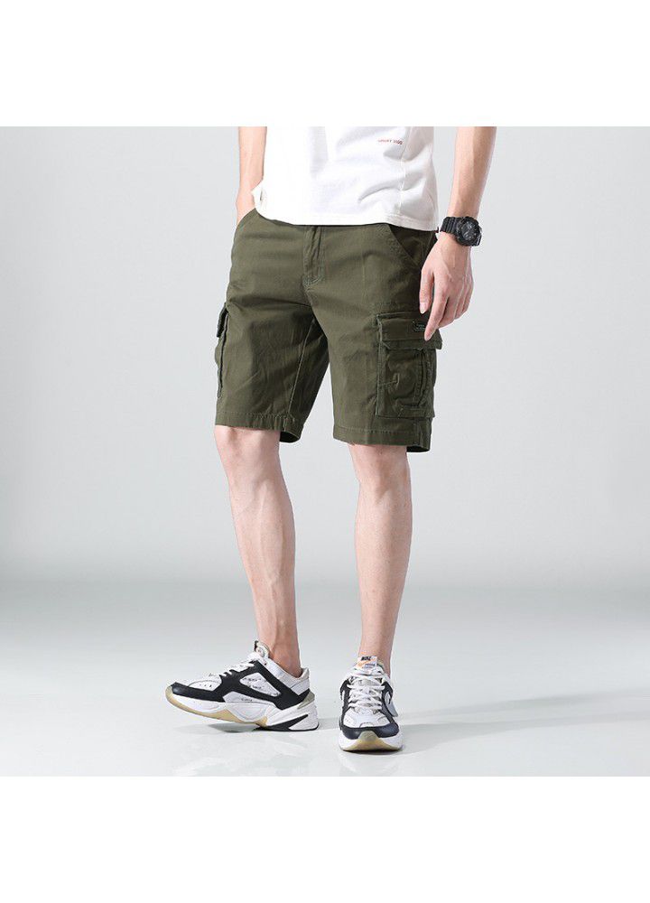 Foreign trade 2021 summer Euro American style casual shorts men's fashion overalls men's loose straight sports pants fashion