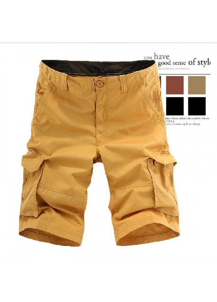 Agent: Cotton Multi Pocket men's overalls, Capris, medium pants, European and American medium pants