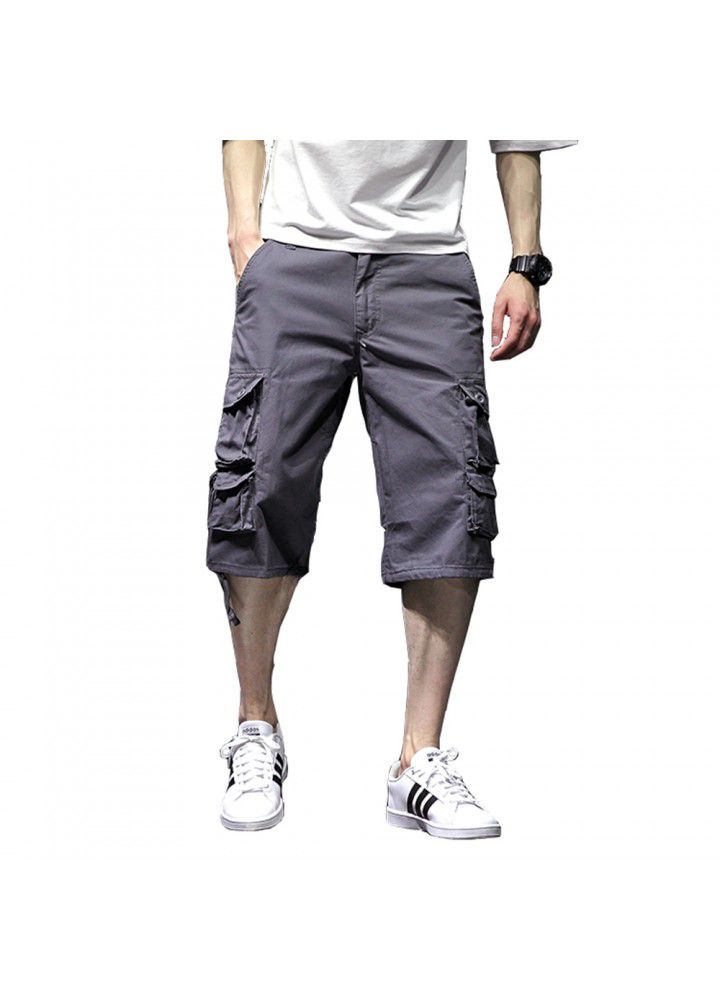 Amazon's best selling men's Multi Pocket leisure sports Capris men's overalls midpants Capris