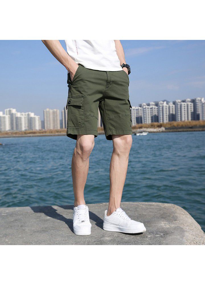 Foreign trade 2021 summer Euro American style casual shorts men's fashion overalls men's loose straight sports pants fashion