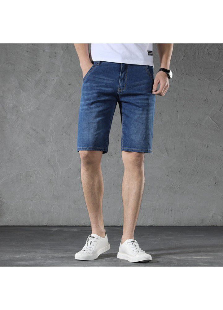 2020 summer men's new shorts thin large men's fattening slim stretch denim shorts