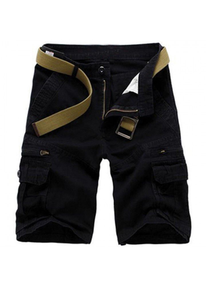 Europe and the United States sell cotton loose Multi Pocket overalls Capris European size pants summer men's pants