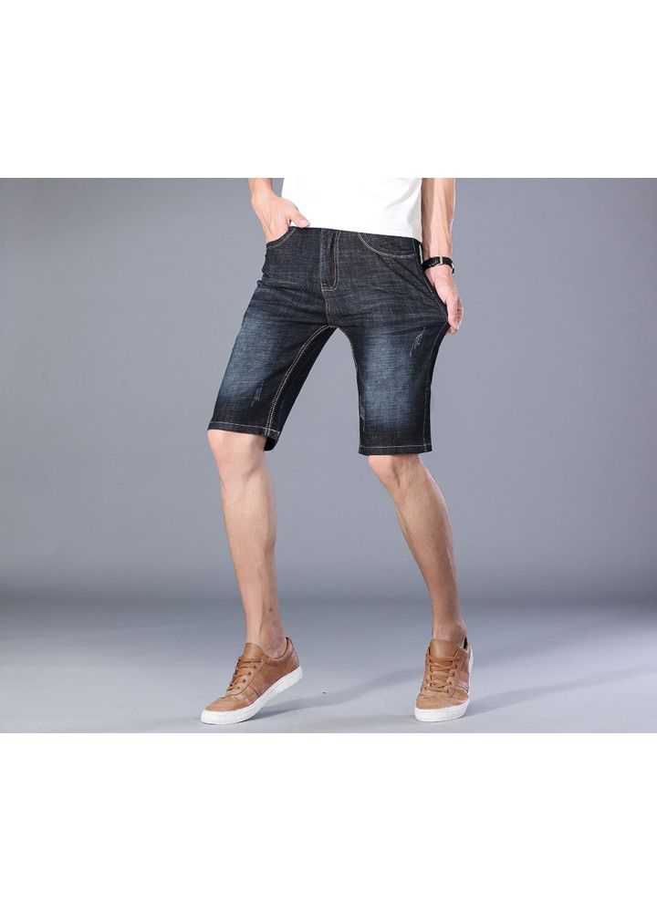 Men's Denim Shorts summer new thin 5-point Chinese pants Korean foreign trade leisure youth Wash Straight pants