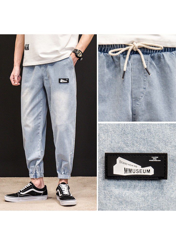 Chaopai Capris Japanese retro loose Street jeans Harajuku style elastic waist banded hip hop Harem Pants men's pants