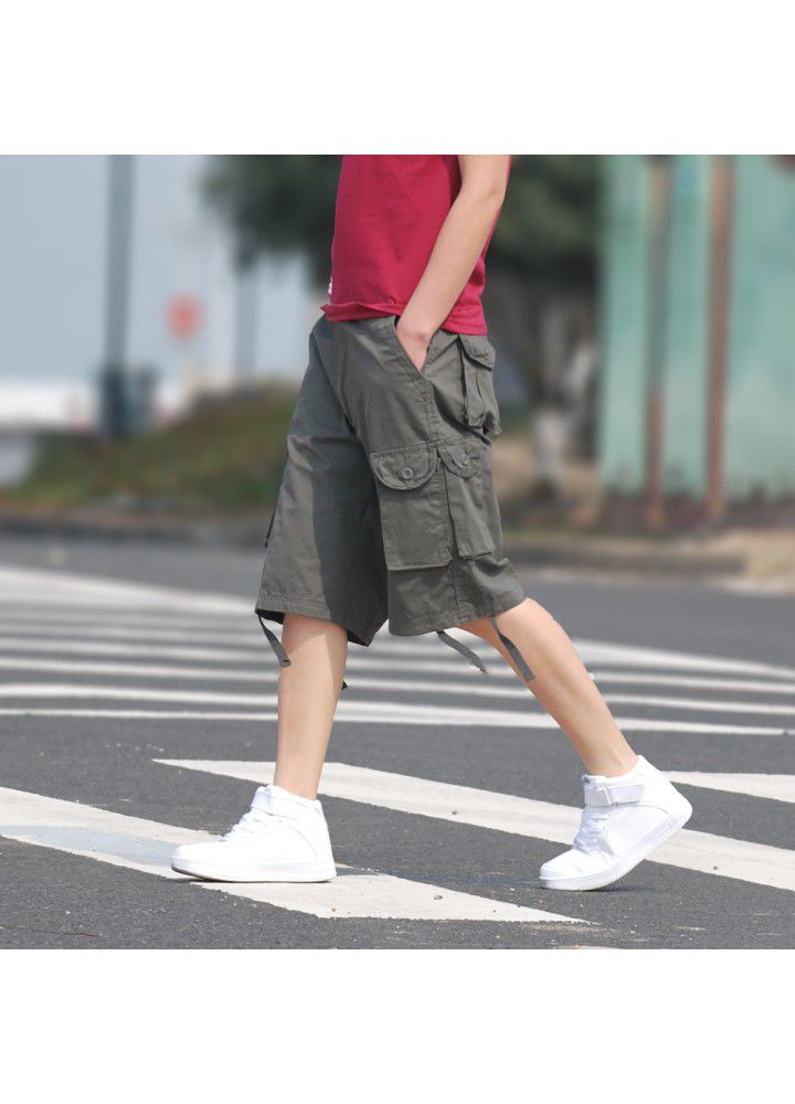 Fast selling hot selling foreign trade large size fashion multi bag pants men's overalls Pants Capris outdoor pants