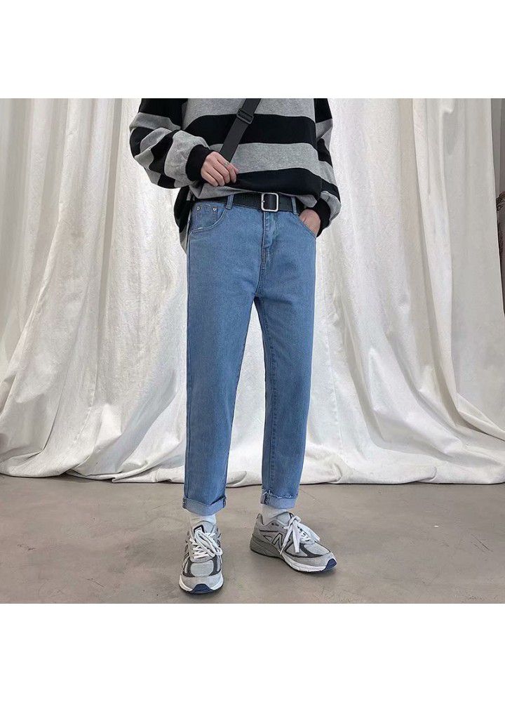 Jeans men's spring men's pants fashion brand loose casual wide leg pants Capri Pants Korean fashion straight pants