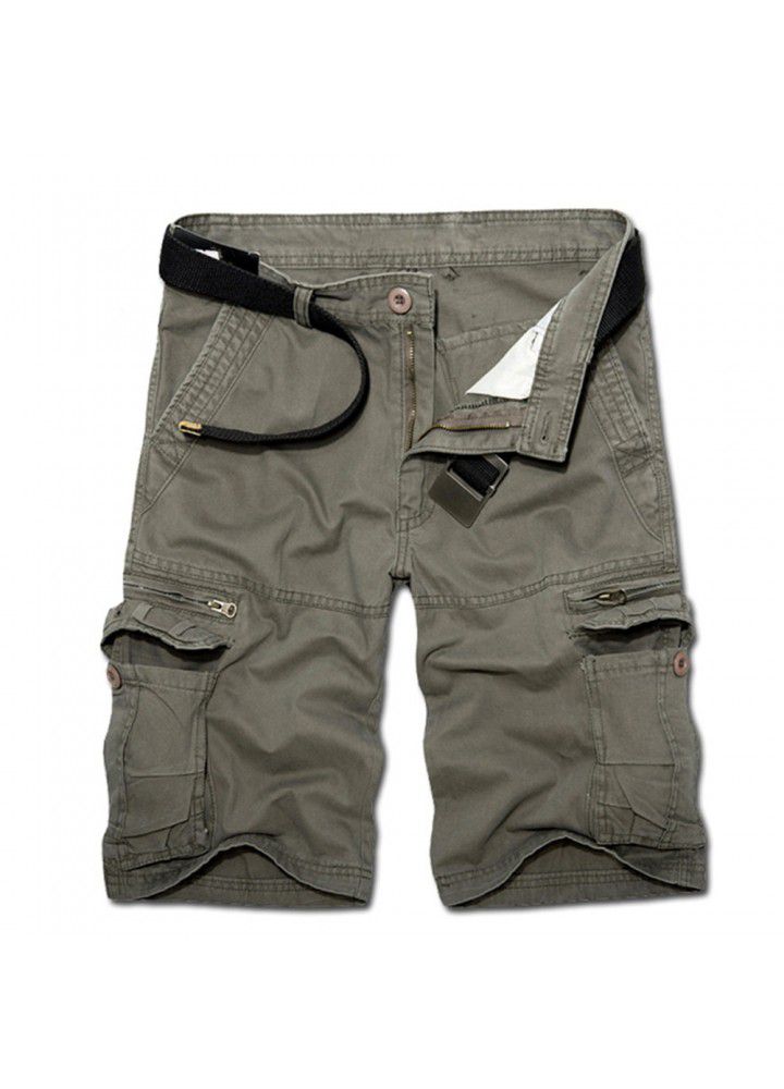 2021 new men's multi bag pants loose size men's casual pants overalls men's Capris