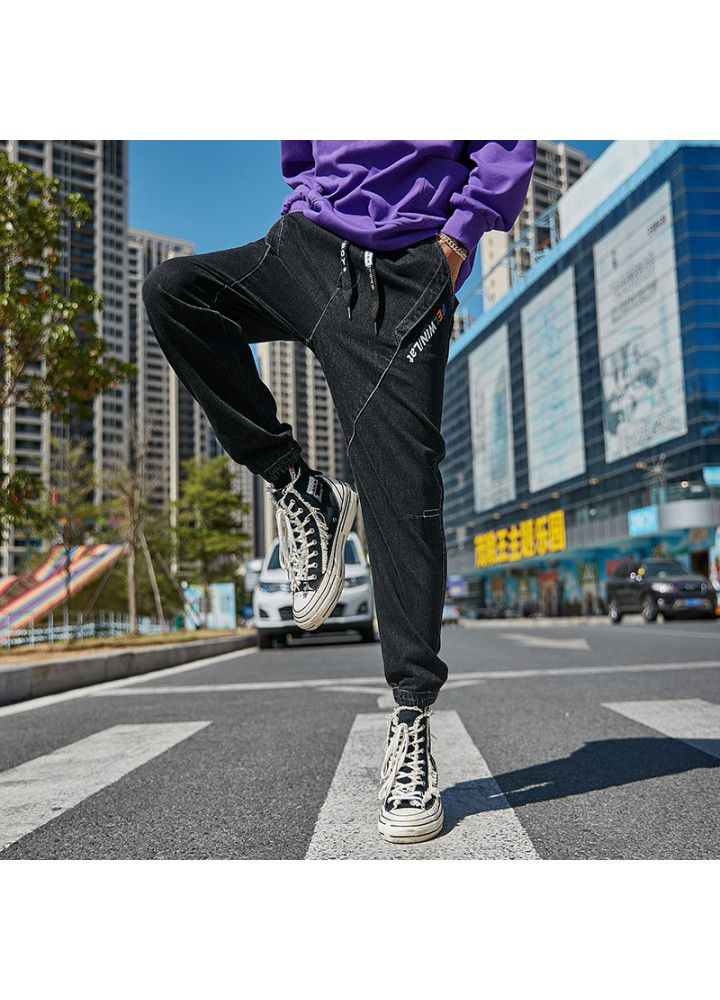 Spring and autumn Street hip-hop fashion casual loose Leggings show thin large jeans quarter pants