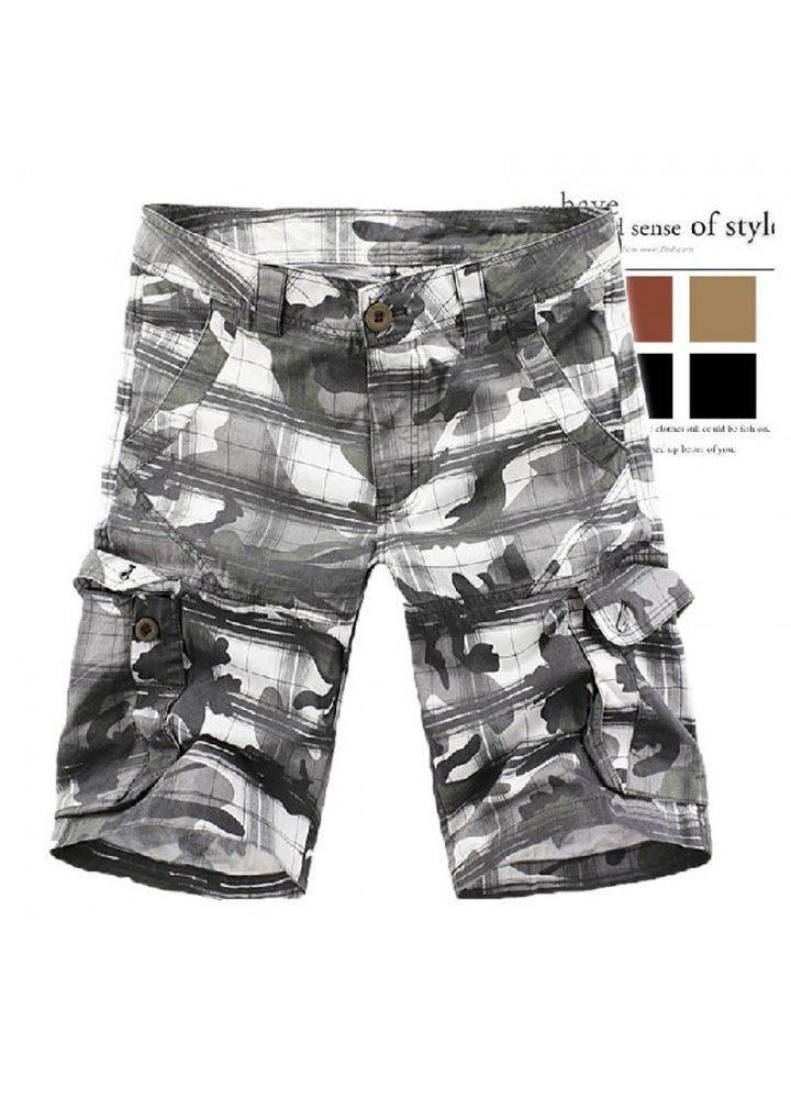 Clearance special Multi Pocket overalls camouflage pants men's pants 5-point Pants Large pants