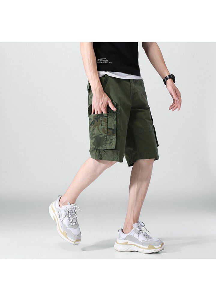 Camouflage casual pants men's summer new straight cotton shorts fashion loose tooling pants men's fashion cross border