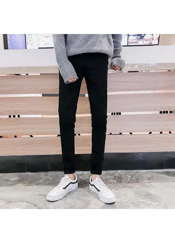 Net red pants men's Korean fashion holed jeans fashion brand loose summer small leg pants