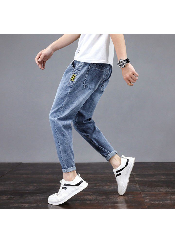 Spring and autumn new jeans loose men's nine point Korean fashion small foot leisure Harlan pants