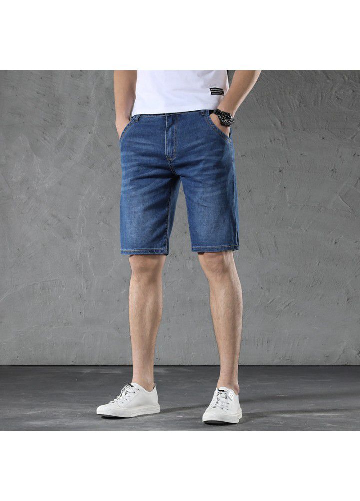 2020 summer men's new shorts thin large men's fattening slim stretch denim shorts