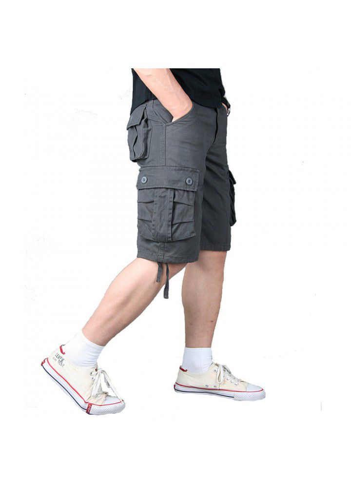 2021 new Multi Pocket Capris men's casual summer loose large beach Korean 5-piece pants