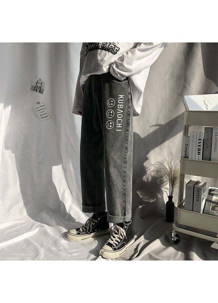 Harajuku style jeans men's fashion brand loose straight pants