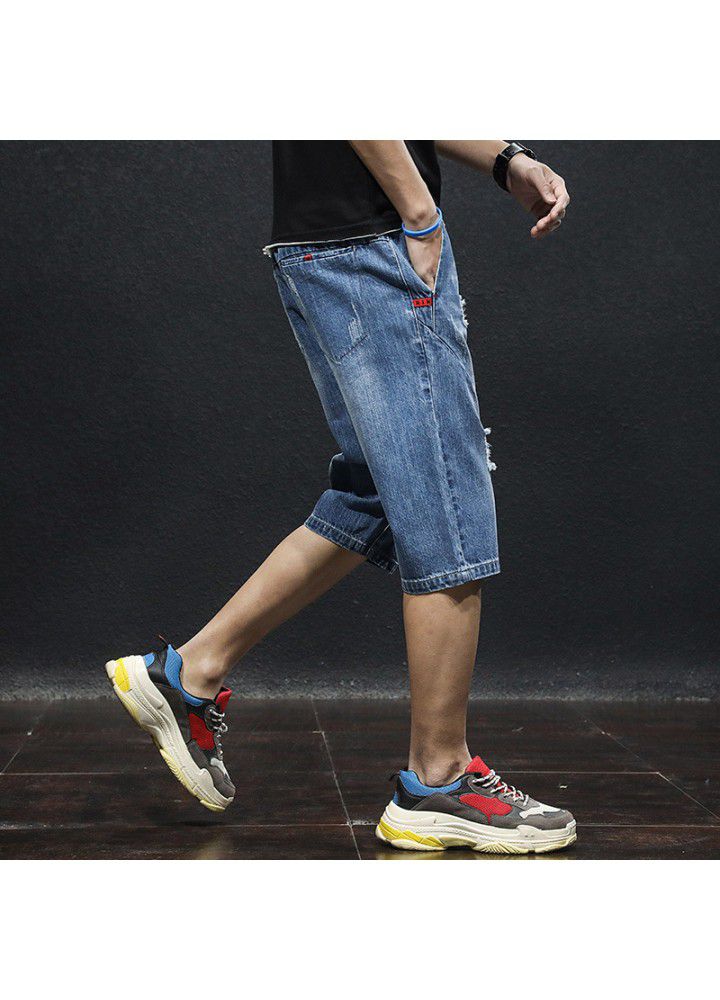 Men's jeans summer new thin 5 / 7 shorts Korean leisure youth trend straight shorts