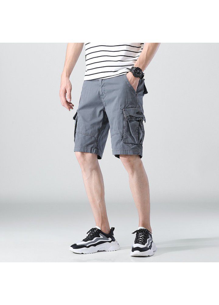 Foreign trade 2021 summer Euro American style casual shorts men's fashion overalls men's loose straight sports pants fashion
