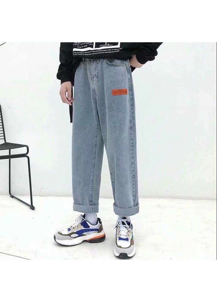 Net red pants men's Korean fashion holed jeans fashion brand loose summer small leg pants