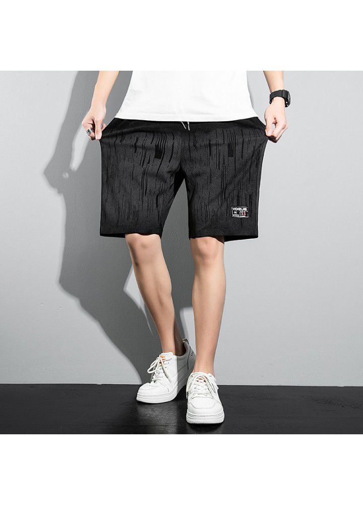 2021 summer Capri casual pants Korean ins fashion brand loose tie dyed elastic short pants men's beach pants fashion