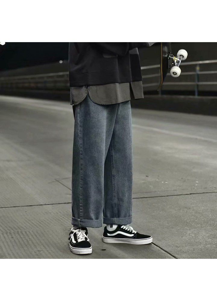 Jeans men's spring men's pants fashion brand loose casual wide leg pants Capri Pants Korean fashion straight pants