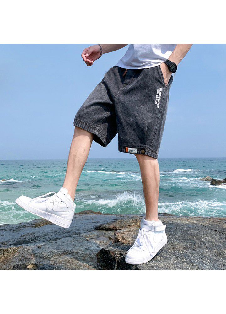 Summer denim shorts fashion Korean loose denim shorts summer Capris denim pants men's short pants fashion