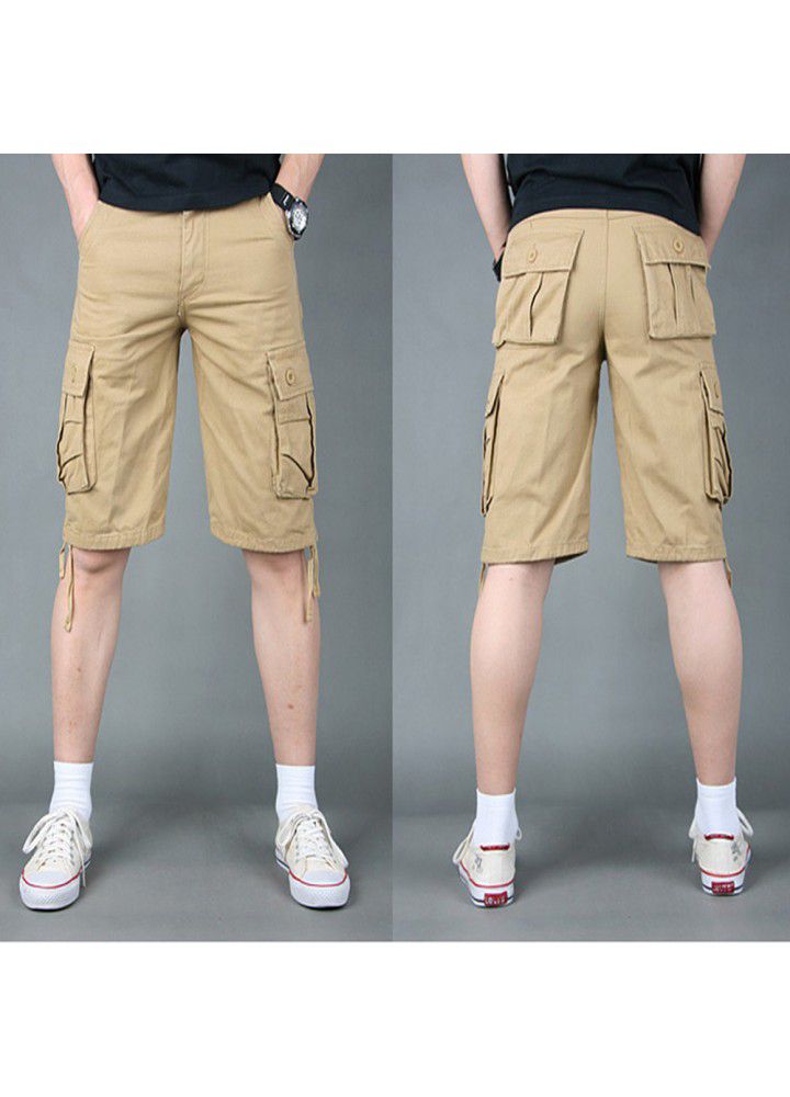 2021 new Multi Pocket Capris men's casual summer loose large beach Korean 5-piece pants