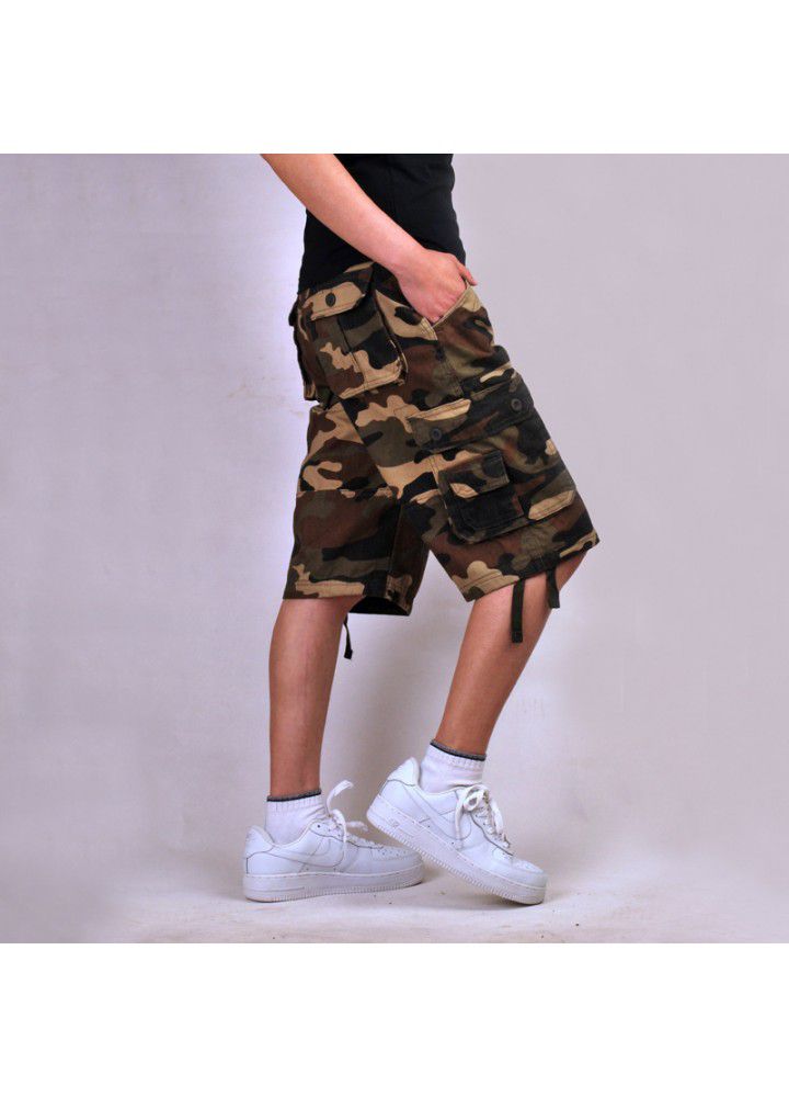 2021 new Multi Pocket tooling pants camouflage pants large men's Pants Capris European men's pants