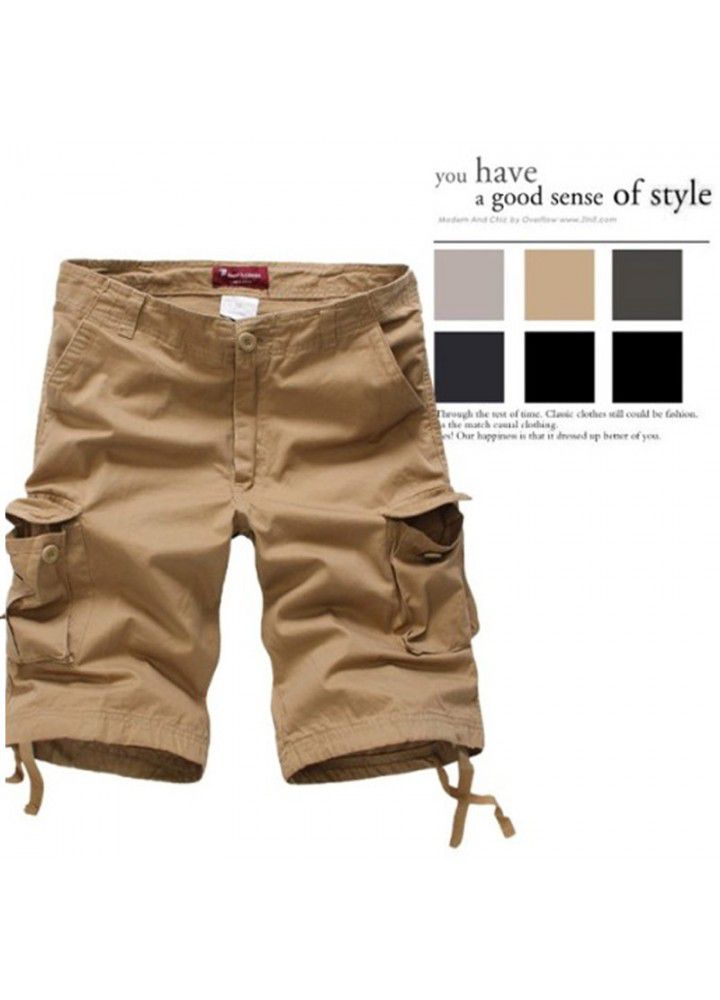 Fast selling eBay sells pure cotton washed Multi Pocket large pants men's overalls Capris European pants