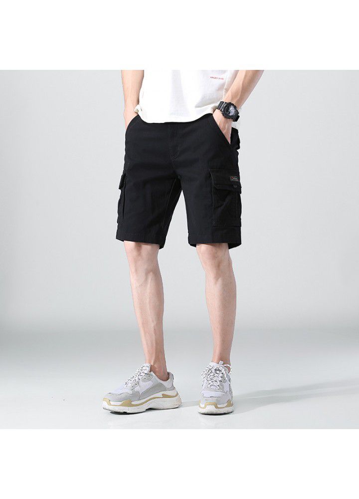 Foreign trade 2021 summer Euro American style casual shorts men's fashion overalls men's loose straight sports pants fashion