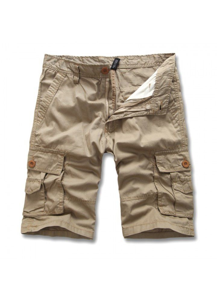 Europe and the United States sell cotton washed Multi Pocket tooling pants men's large size pants outdoor Capris men's pants