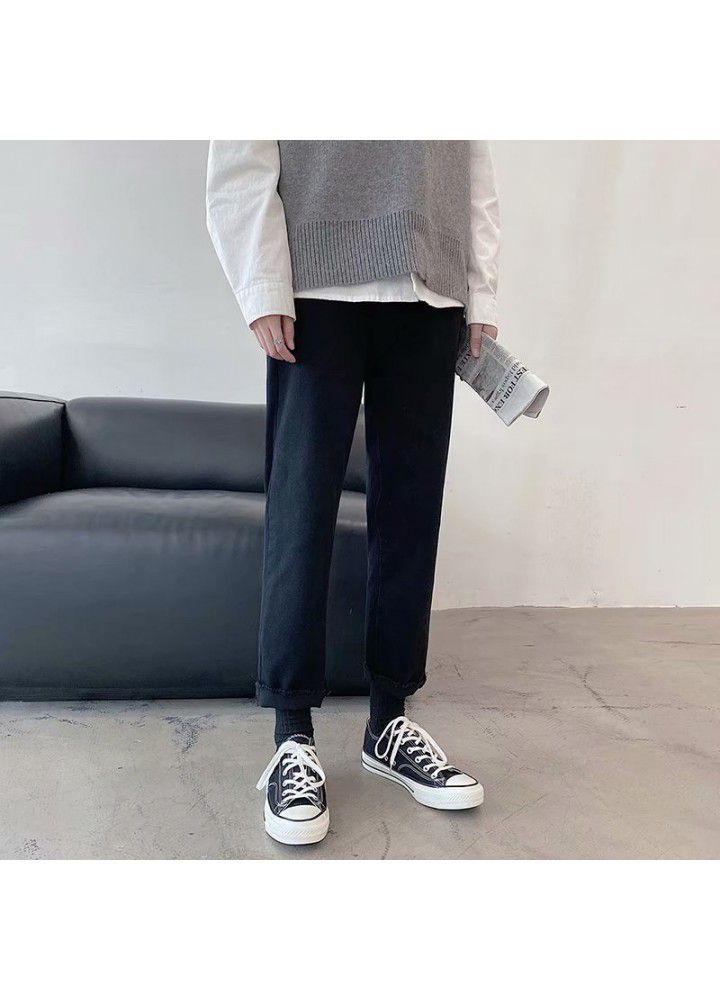 Jeans men's spring men's pants fashion brand loose casual wide leg pants Capri Pants Korean fashion straight pants