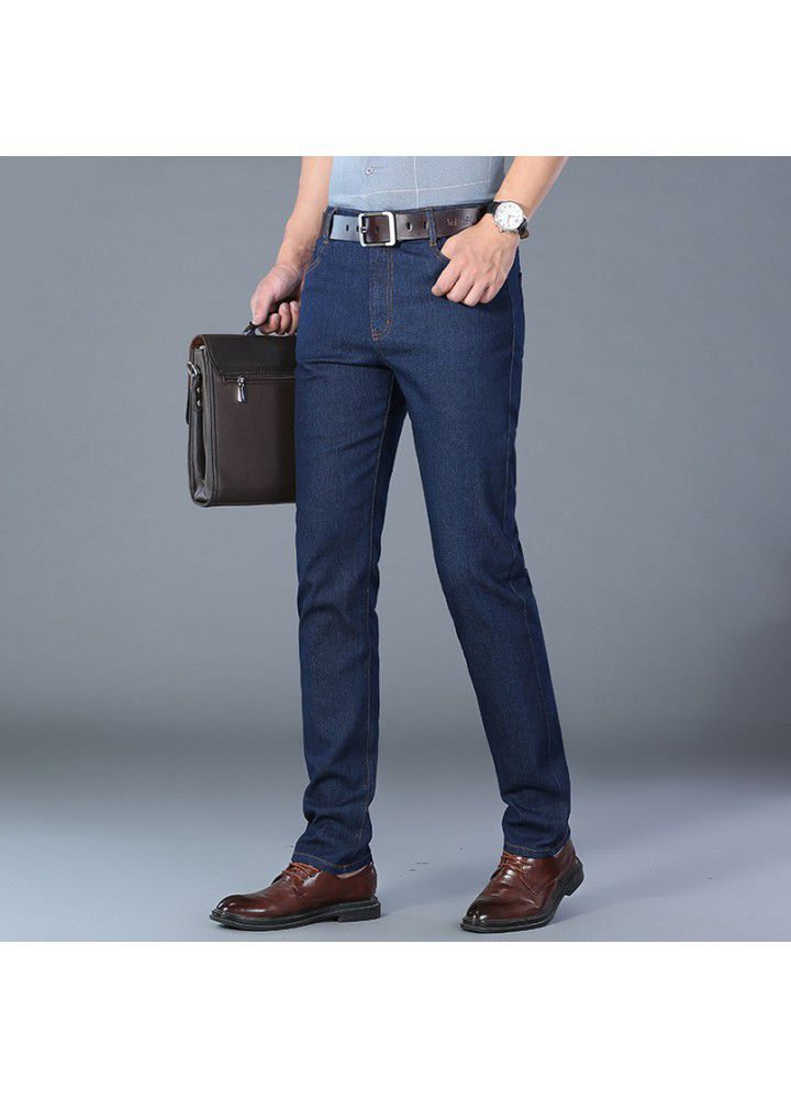 Men's spring autumn mid waist Youth Blue daily cotton denim stretch pants wholesale spot jeans
