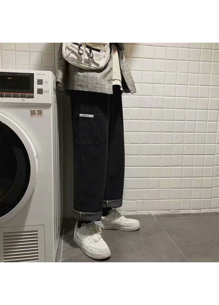 Jeans men's spring men's pants fashion brand loose casual wide leg pants Capri Pants Korean fashion straight pants