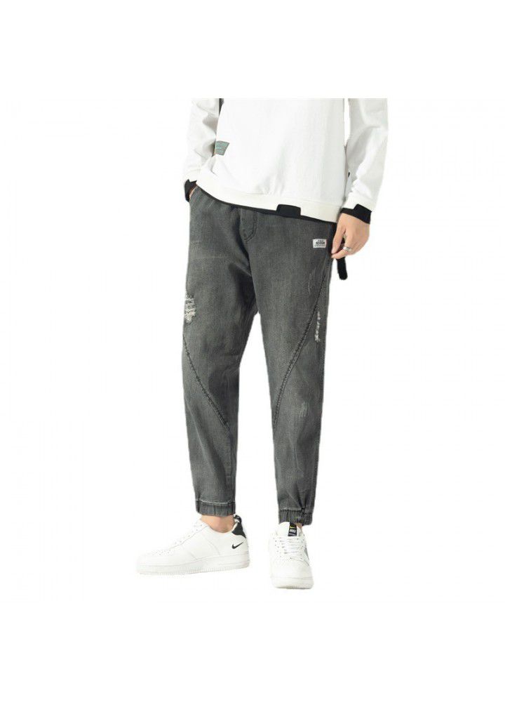 Jeans men's 2021 new autumn fashion men's fashion Harun cropped jeans youth pants wholesale