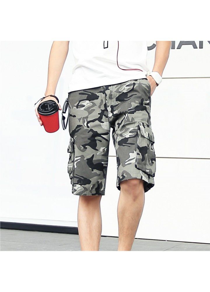 Factory direct sale can process pure cotton washable Multi Pocket camouflage pants men's wear pants large size Capris men's wear pants