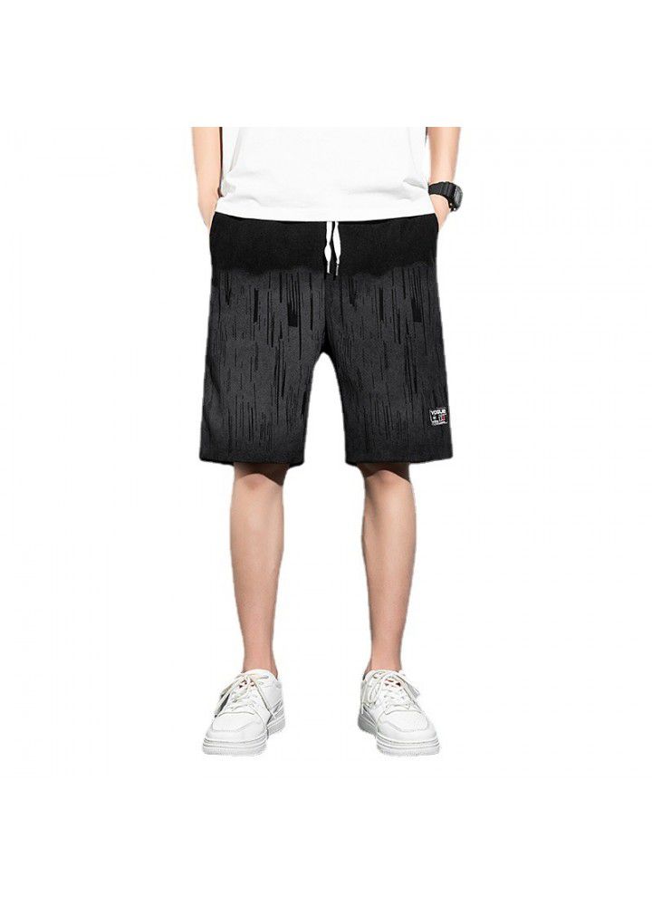 2021 summer Capri casual pants Korean ins fashion brand loose tie dyed elastic short pants men's beach pants fashion