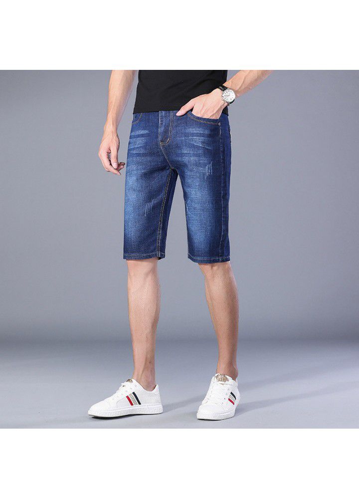 Men's Denim Shorts summer new thin 5-point Chinese pants Korean foreign trade leisure youth Wash Straight pants