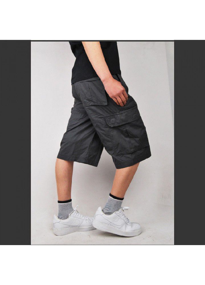 Cross border Amazon eBay cotton Multi Pocket tooling pants oversized Capris outdoor European men's pants