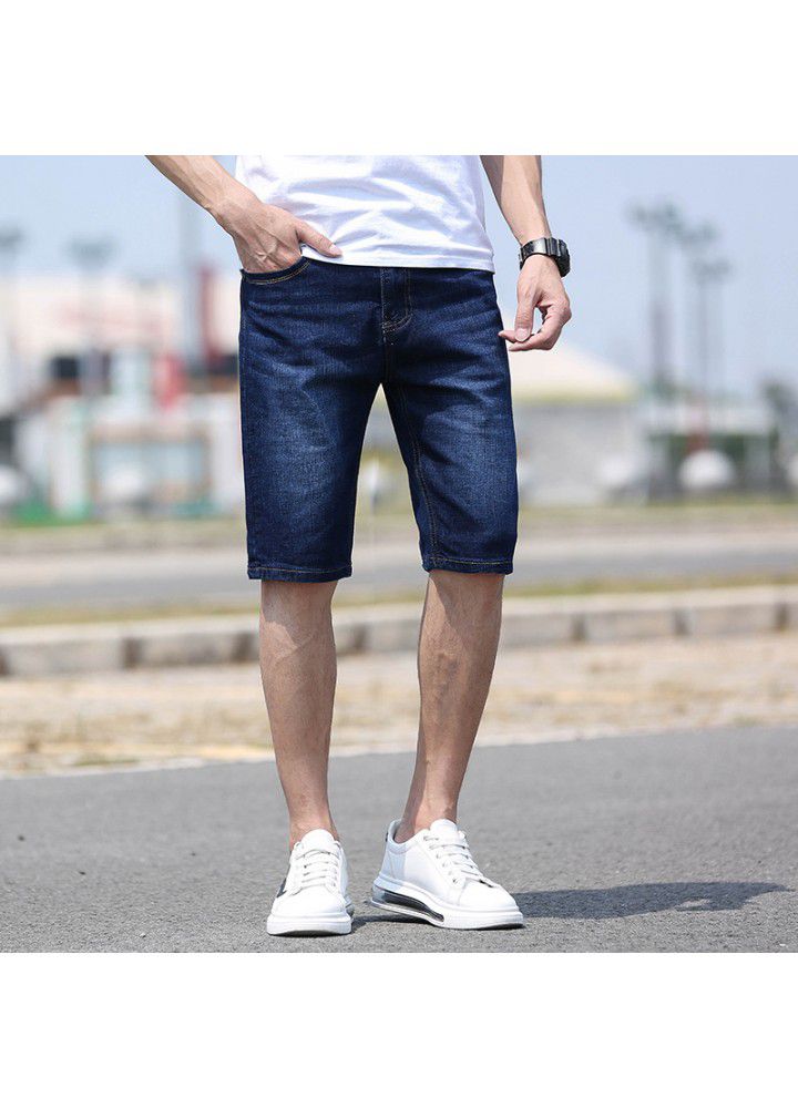 Summer cool denim shorts men's thin cotton Korean spot foreign trade medium waist men's large jeans