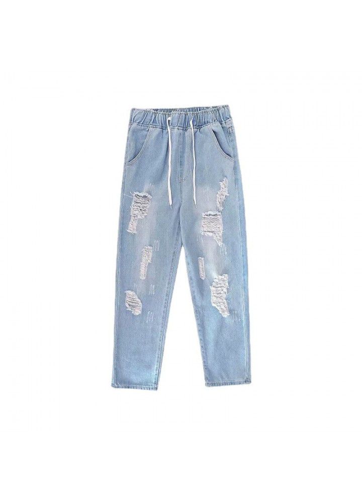 9-point jeans men's loose summer thin men's pants
