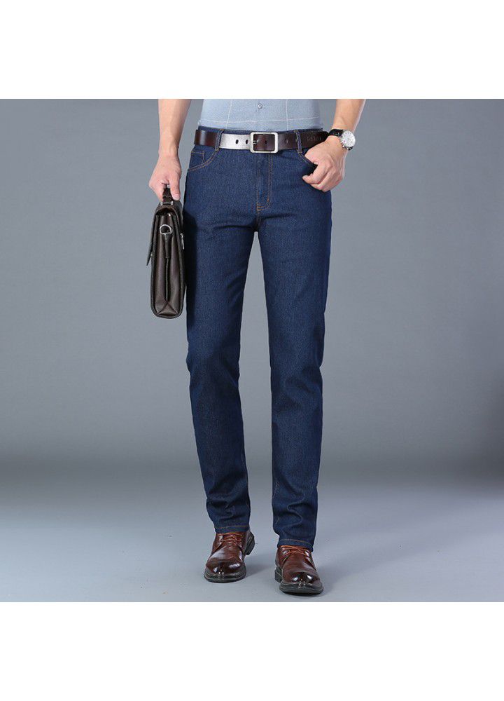Men's spring autumn mid waist Youth Blue daily cotton denim stretch pants wholesale spot jeans