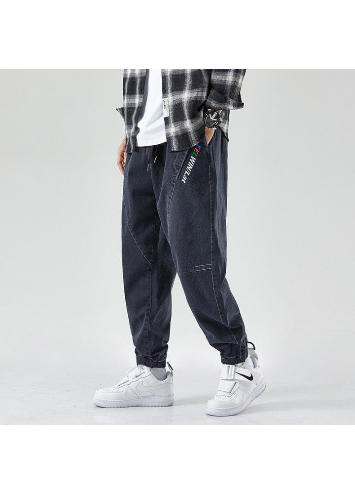 Spring and autumn Street hip-hop fashion casual loose Leggings show thin large jeans quarter pants