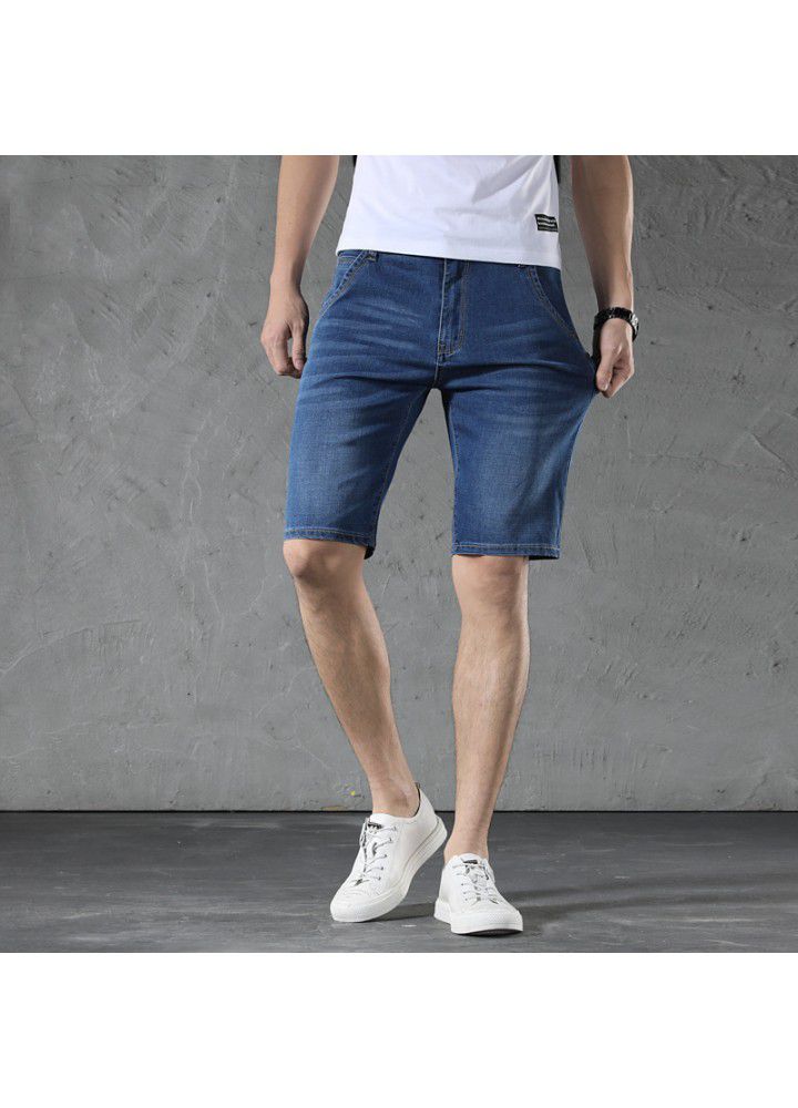 2020 summer men's new shorts thin large men's fattening slim stretch denim shorts