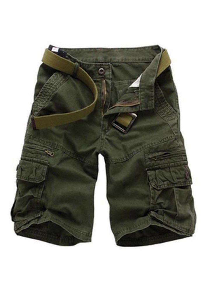 Europe and the United States sell cotton loose Multi Pocket overalls Capris European size pants summer men's pants