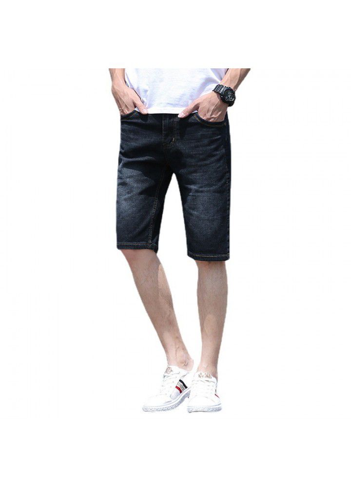 Summer cool denim shorts men's thin cotton Korean spot foreign trade medium waist men's large jeans
